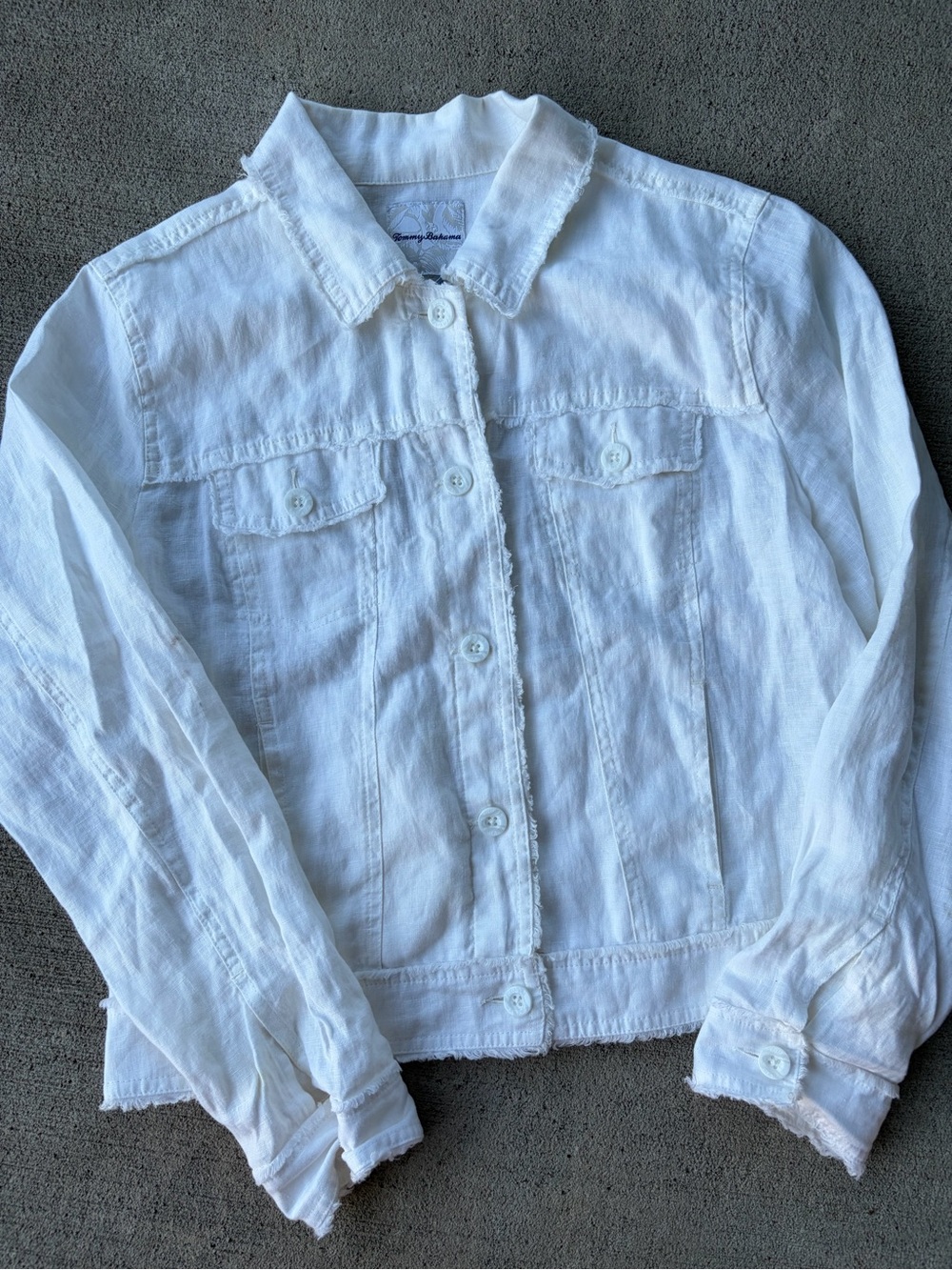 Tommy Bahama two palms white linen jacket coat relaxed raw edge button down